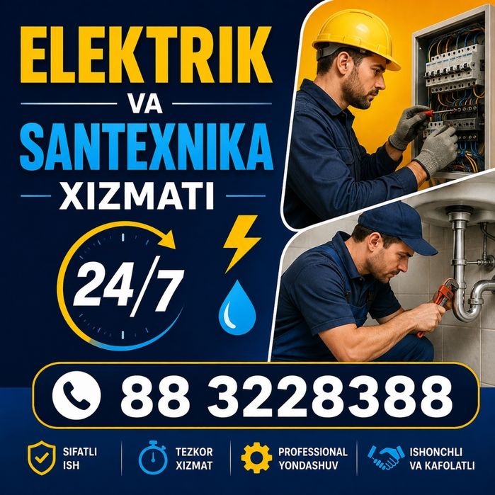Elektrika va santexnika xizmatlar bor