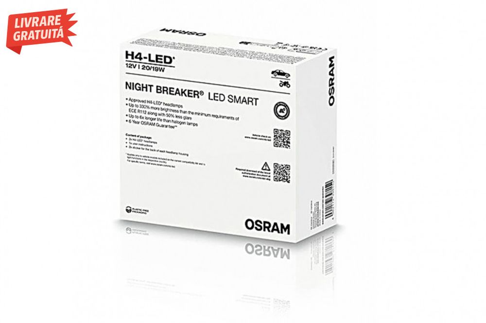 OSRAM NIGHT BREAKER LED SMART H4 64193DWNBSM Set 2 Becuri Auto Moto Om