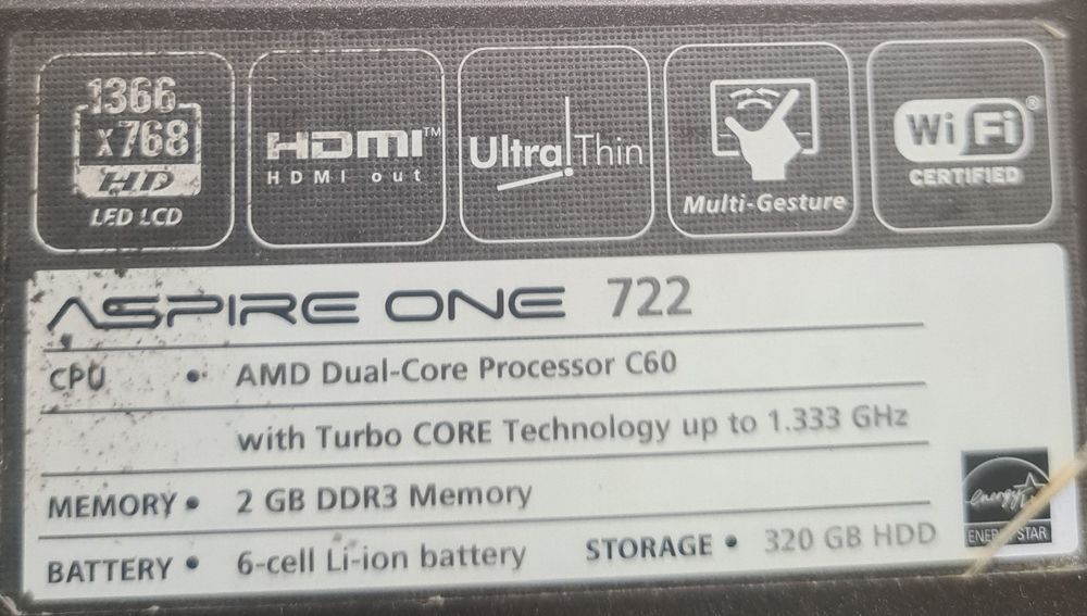 Нетбук Acer Aspire one 722