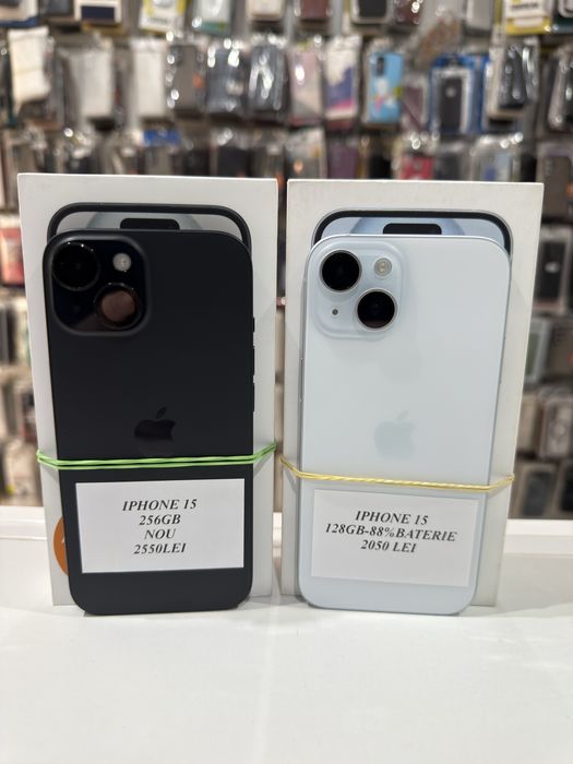 SellStore Vâlcea: iPhone 15 Black Nou / 15 White   - 88%baterie -