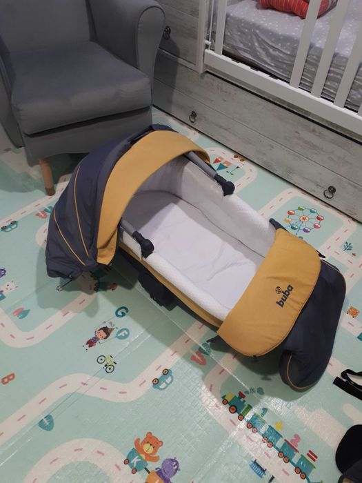 Бебешка количка 3в1 Buba Сиво-Жълта