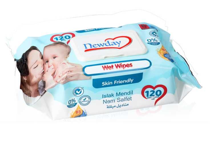 Мокри кърпички Newday Skin Friendly - 120 бр или КАШОН