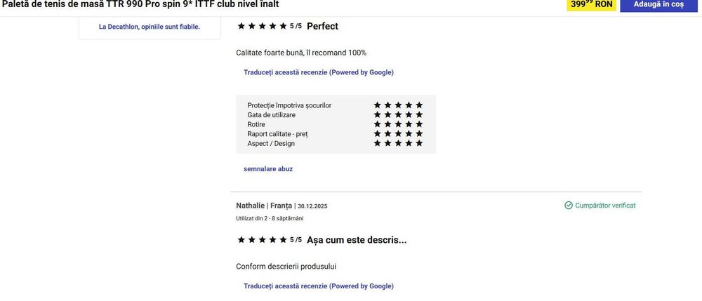 Paletă de tenis de masă Kuikma TTR 990 Pro spin 9,(Super Ofertă).