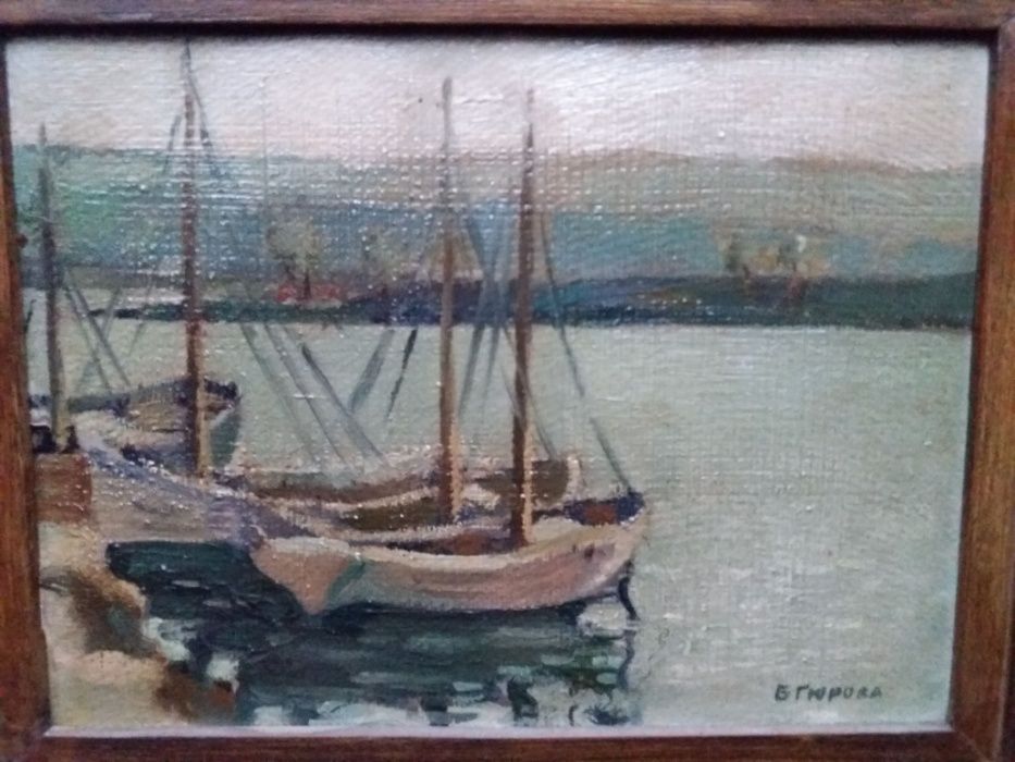 Бронка Гюрова-Алшех стара картина пейзаж маслени бои подписана