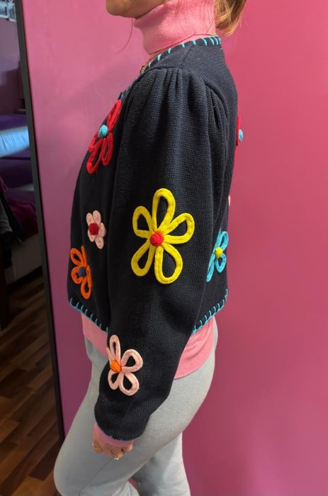 Bluza Zara, S, bumbac, cu flori aplicate