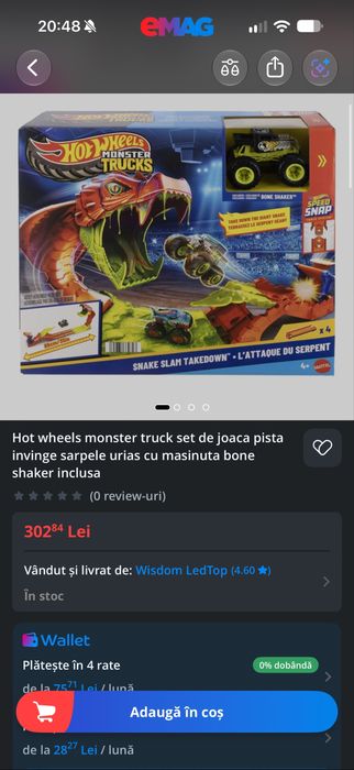 Hot Wheels Monster Truck Invinge Sarpele Urias