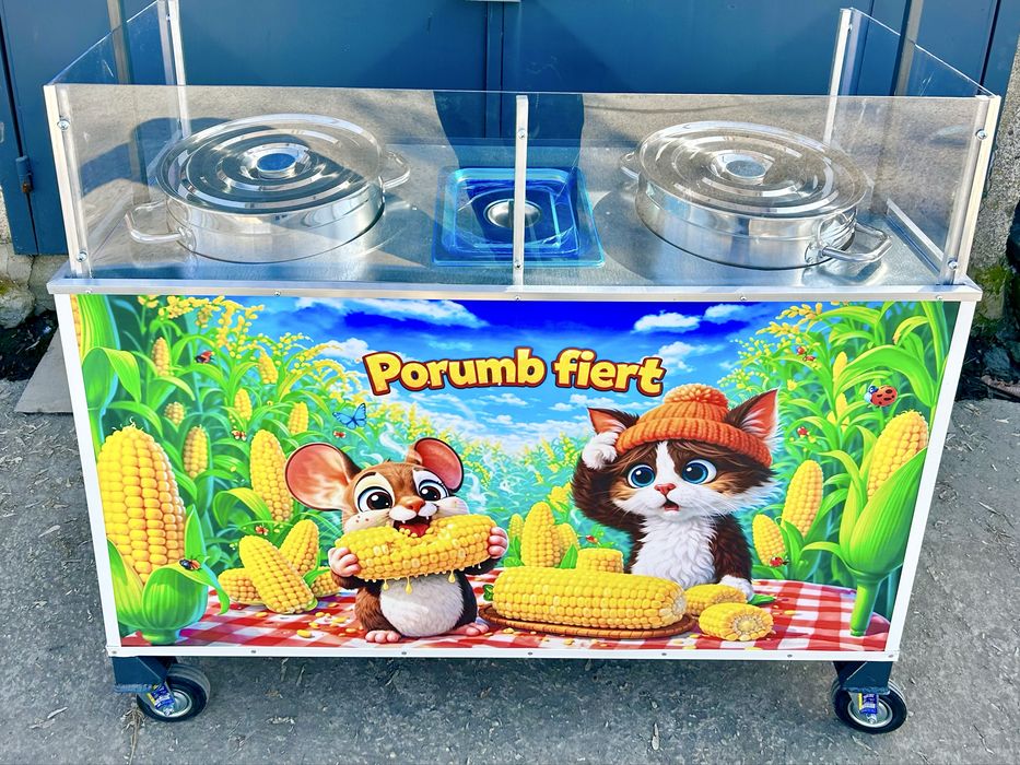 Toneta stand, taraba, masa de fiert porumb pe gaz