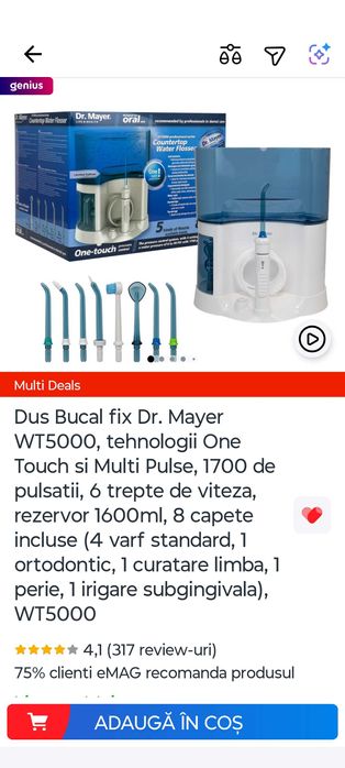 Irigator oral 4 persoane NOU dus bucal garantie 1 an