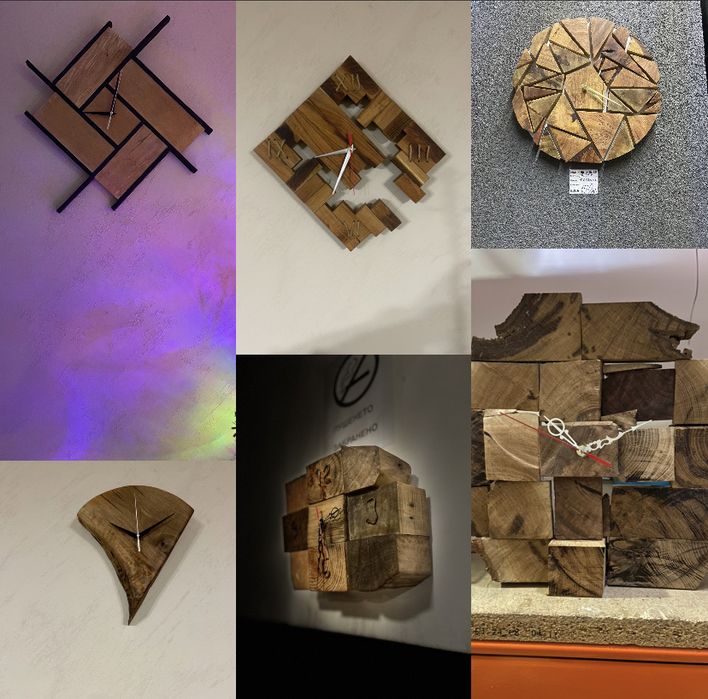 Масивен арт стенен часовник дърво