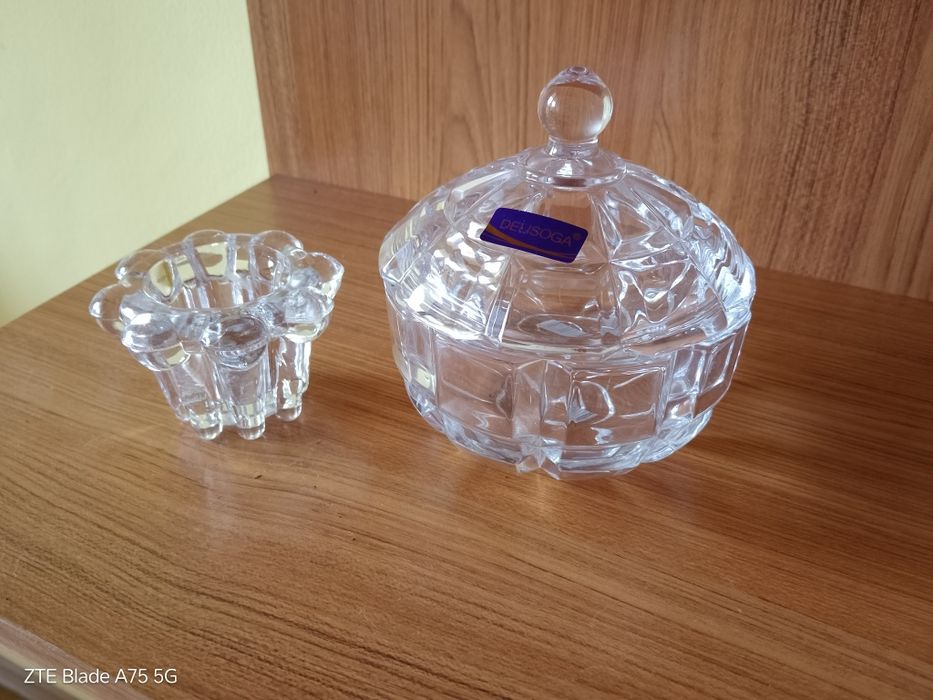 Кристална бонбониера и свещник