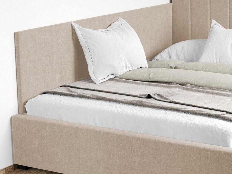 Pat Tapitat de colt saltea de 190 Adam Bej Falcone 102 rabatabil+lada