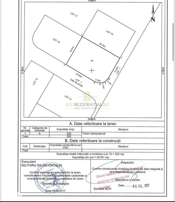 Teren intravilan 530 mp cu dubla deschidere - Comuna Berceni