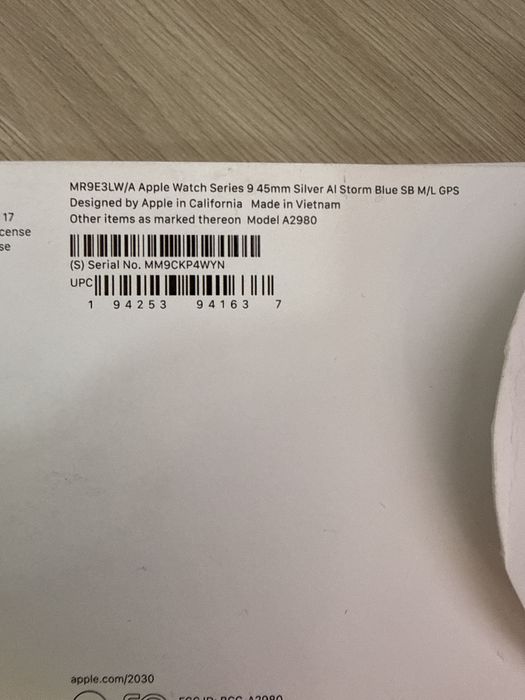 Apple Watch Series 9 45mm “Silver” A2980