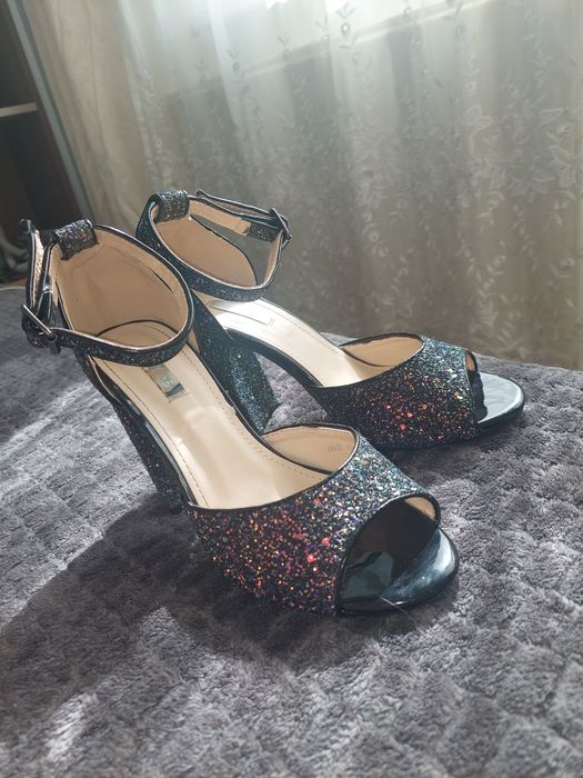 Sandale elegante Mei cu glitter multicolor, mărimea 38