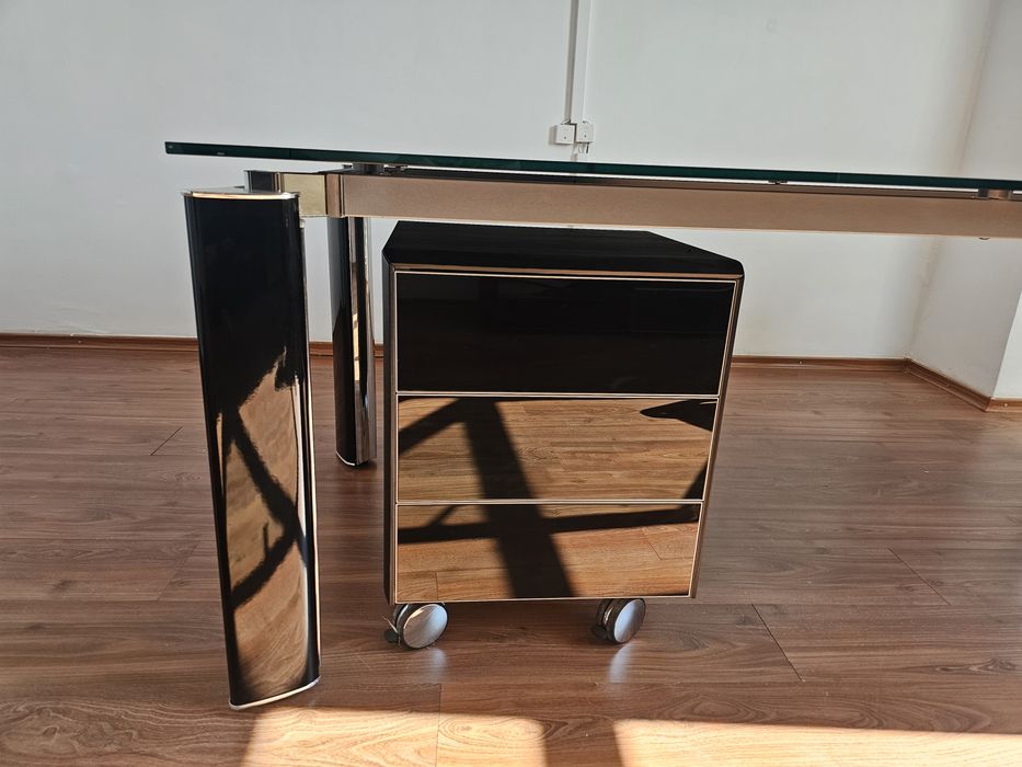 Set birou executiv Las Mobili — birou + caisson + comodă + scaun din piele