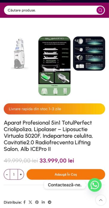 Super Ocazie Aparat Criolipoliza 360* 5 manipuli