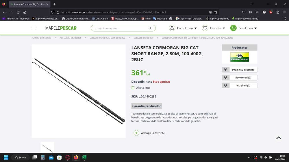 Set 2 Lansete Somn Cormoran Big Cat short range