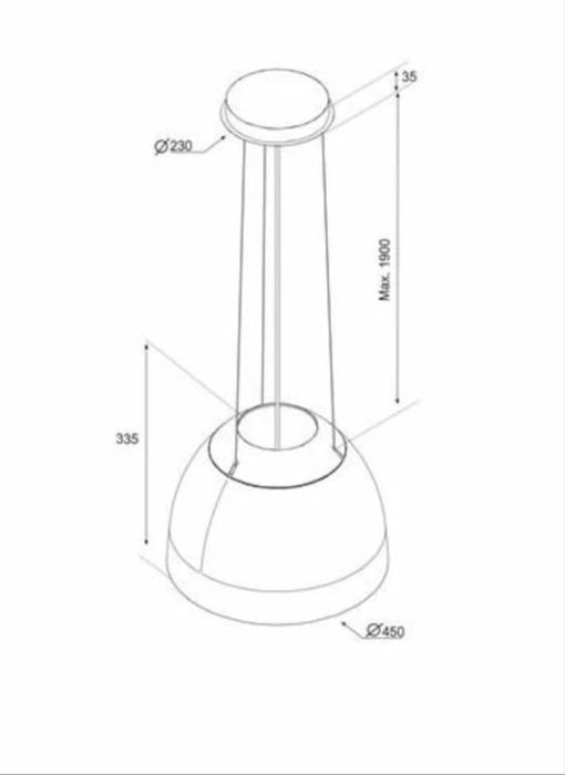Hota insula Airforce New Moon White 45 cm. Putere de absorbtie 650mc/h
