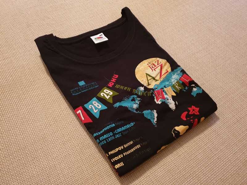 Оригинална черна дамска тениска вталена WORLD А to JazZ Festival