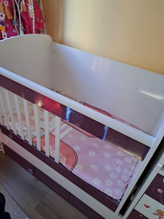 Бебешко легло 3 в 1 Lorelli Maxi Plus, Бяло/Лилаво