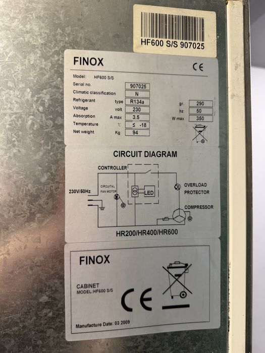 Продавам фризер Finox 600 литра