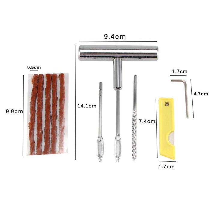 Авариен Ремонтен Комплект Шило Игла + Фитили за Спукани Гуми с Кутия