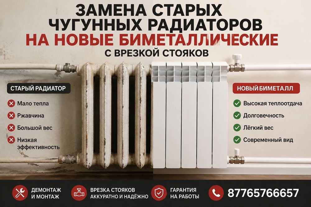 Замена старых чугунных радиаторов установка биметаллических