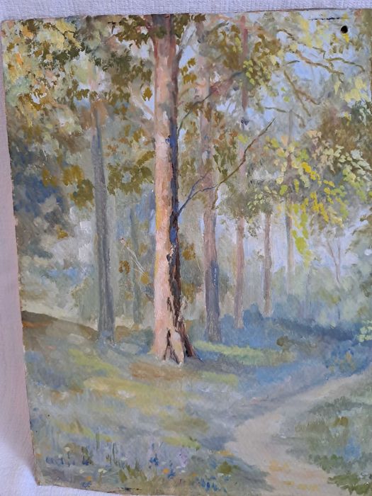 tablou vechi pictura pe pfl 43/33,5 cm semnat