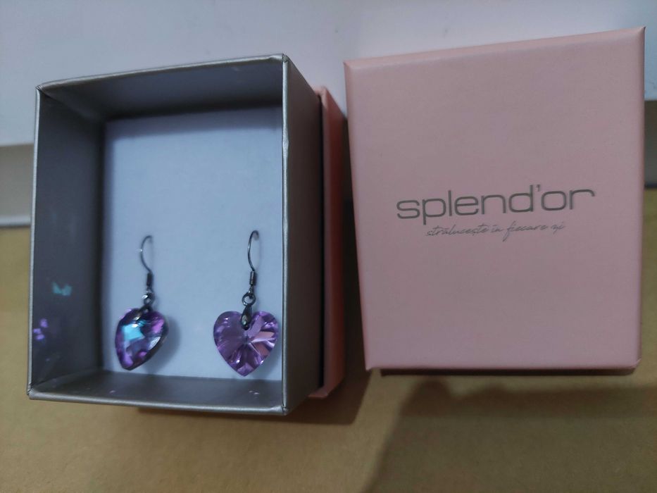 Cercei argint cu pietre Swarovski in cutie cadou Splend'or Splendor