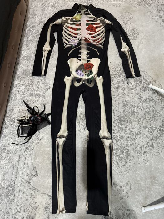 Costum/ salopeta schelet Halloween