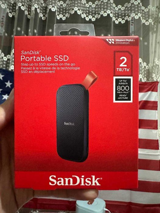 SANDISK 2TB Portable SSD - Up to 800MB/s, USB-C, USB 3.2 Gen 2 Внешний
