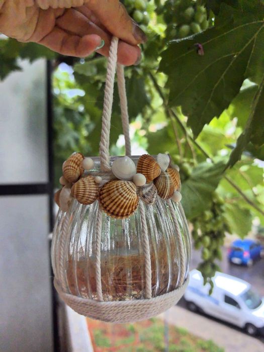 Ръчно изработен стъклен сувенир - свещник, уникат!