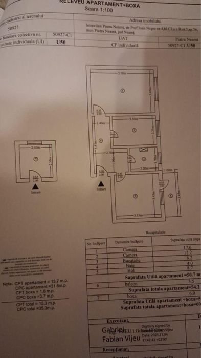 Apartament 2 camere, cu boxă proprie – Cartier Precista