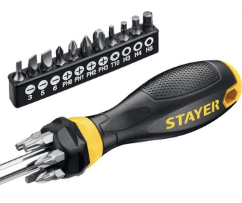 Набор отвертки-битодержателя с насадками STAYER Hercules-B18. 
В компл
