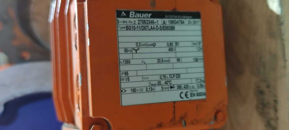 Motor electric trifazat Bauer 0.37kW 20rpm 380V