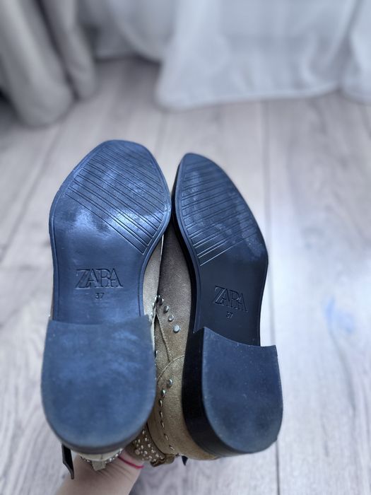 Сапоги замшевые Zara