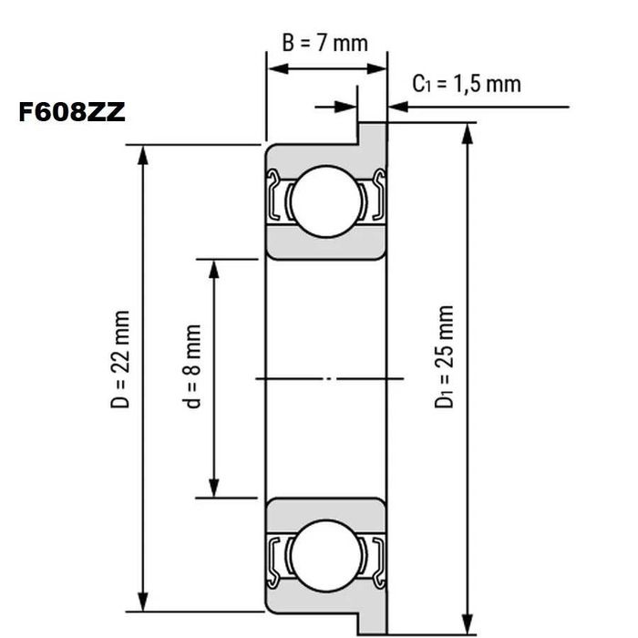 Миниатюрен сачмен лагер F608ZZ, F688ZZ 3D принтер