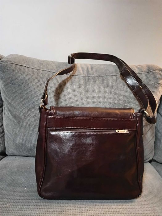 Geanta dama de umar din piele naturala vachetta crossbody coniac