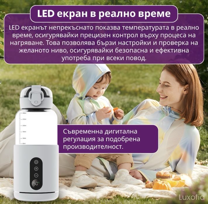 Преносим безжичен нагревател за мляко и вода, Луксофия,300 мл