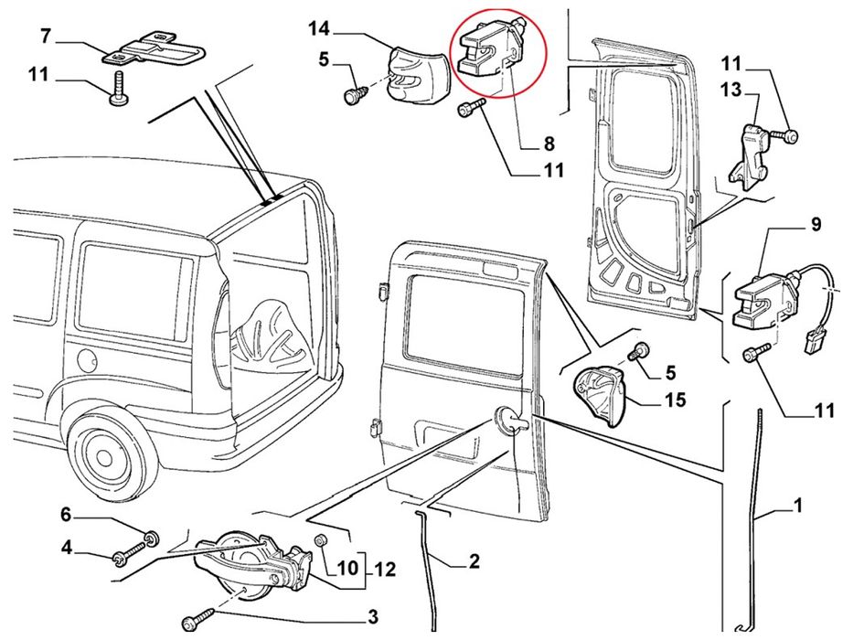 Брава за задна врата за Fiat Doblo 1