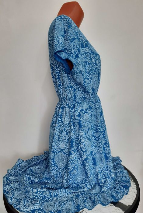 Rochie de culoarea albastru, cu elastic in talie, Answear LAB