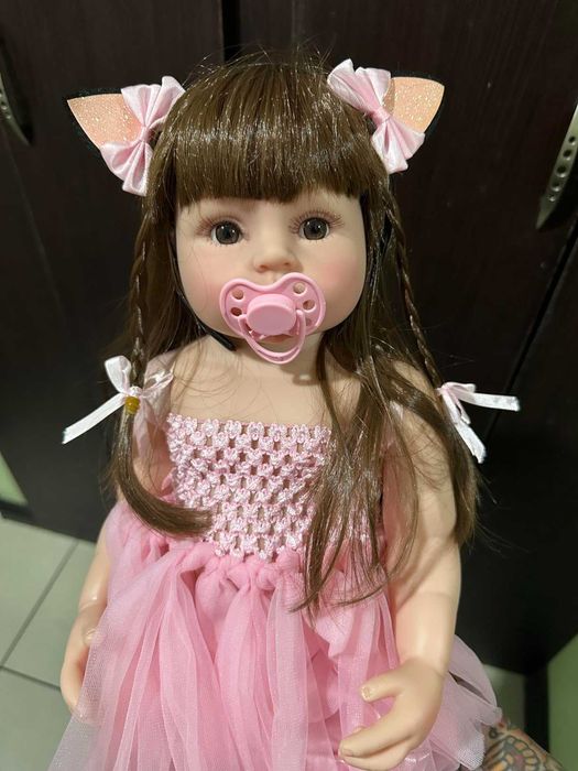 Кукла REBORN новая с зайчиком,бутылочкой,соской, 55,силиконовый винил