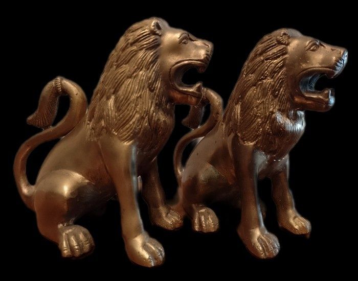 Set de 2 superbe sculpturi asiatice din bronz masiv