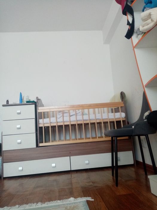 Кроватка 2в1 с маятником + матрац