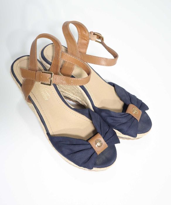 Sandale Tom Tailor cu Platformă - Stil Espadrile Navy & Tan - Mărimea 39