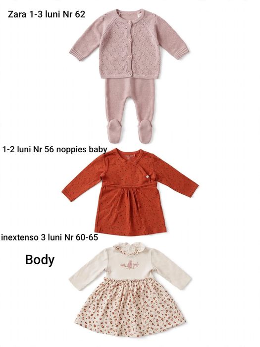 Hăinuțe fetița 0-6 luni in stare foarte buna și 1 bax Pampers Premium Care 246buc