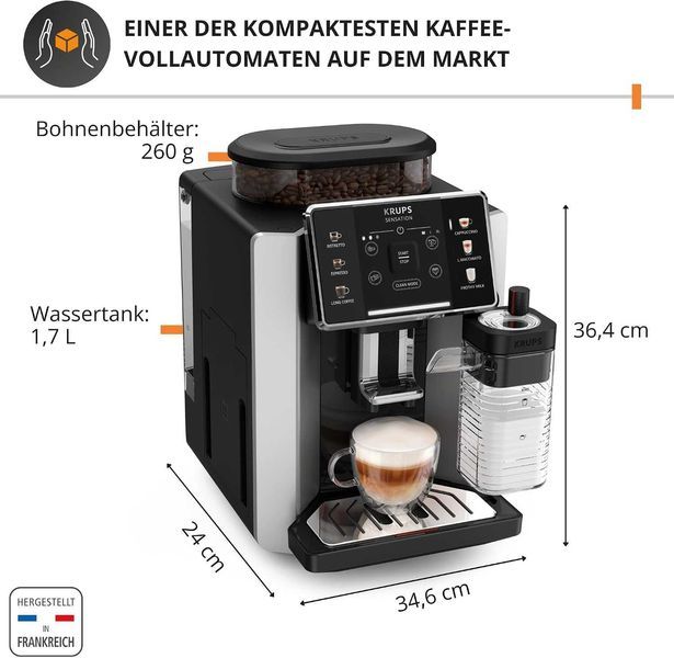 Кафеавтомат Кафемашина KRUPS SENSATION MILK EA912E, 6 Вида Напитки, 2 одини Гаранция, Нов