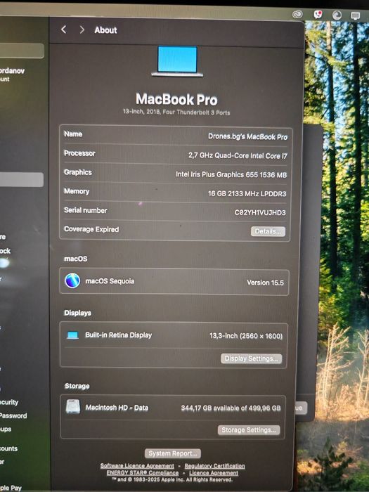 MacBook 13 Pro 2019 Retina Touchbar 16GB/512SSD
