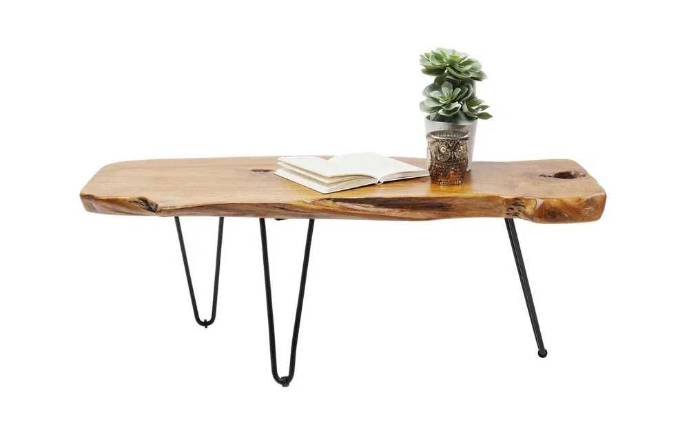 Nouǎ! Masa Cafea Lemn Solid Salcâm Picioare Pin Fier Scandinav Rustic