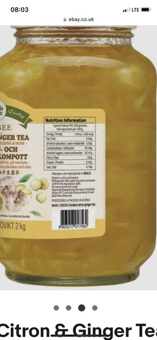 Ceai cu ghimbir si lamaie 2kg Vonbee